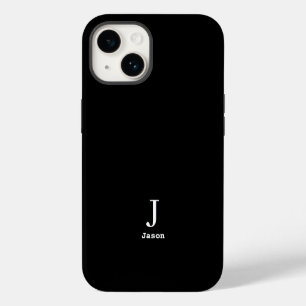 Elegant Monogram Initial Name Personalized Black iPhone 14 Case