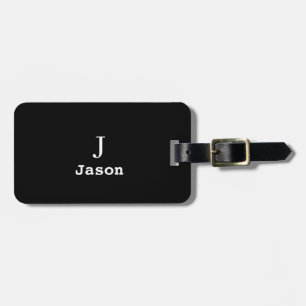 Elegant Monogram Initial Name Personalized Black Luggage Tag