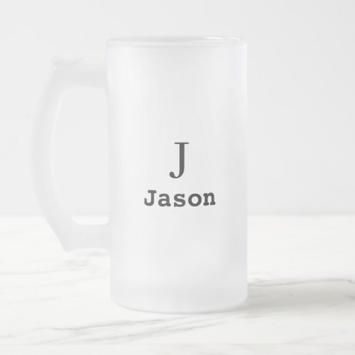 Elegant Monogram Initial Name Personalized Frosted Glass Beer Mug
