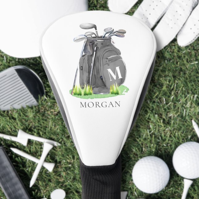 Elegant  Monogram Initial Name Personalized Golf Head Cover (Personalized Initial Name Monogram Golf Head Cover)