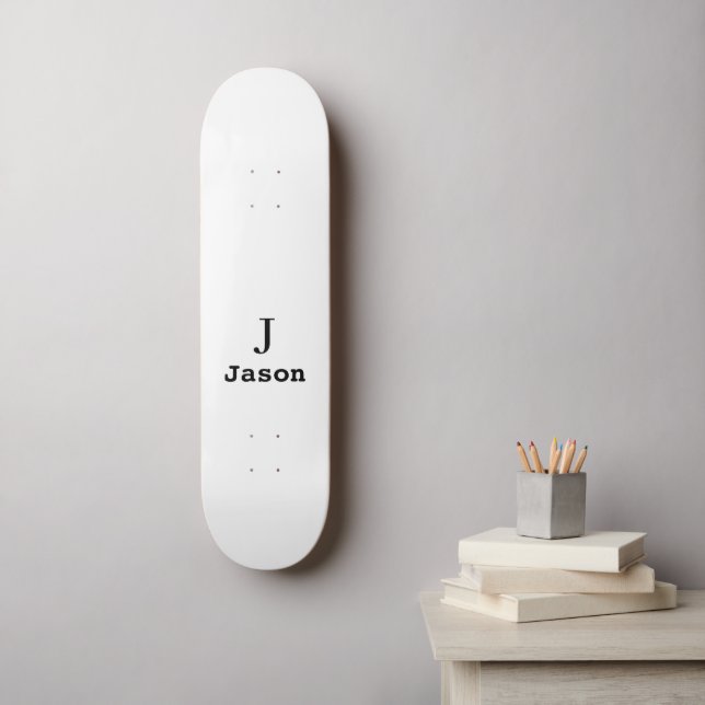Elegant Monogram Initial Name Personalized Skateboard (Wall Art)