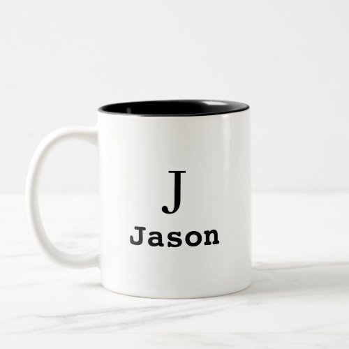 Elegant Monogram Initial Name Personalized Two_Tone Coffee Mug