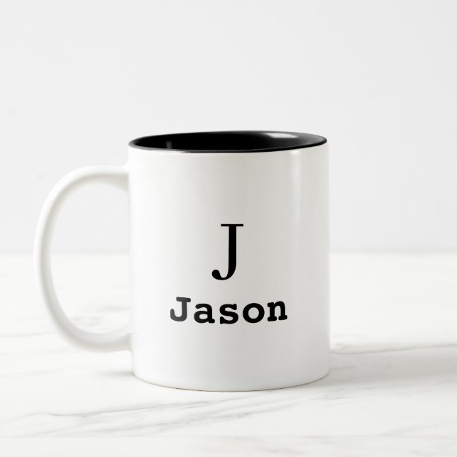 Elegant Monogram Initial Name Personalized Two-Tone Coffee Mug (Left)
