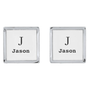 Elegant Monogram Initial Name Personalized White Cufflinks