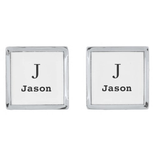 Elegant Monogram Initial Name Personalized White Cufflinks