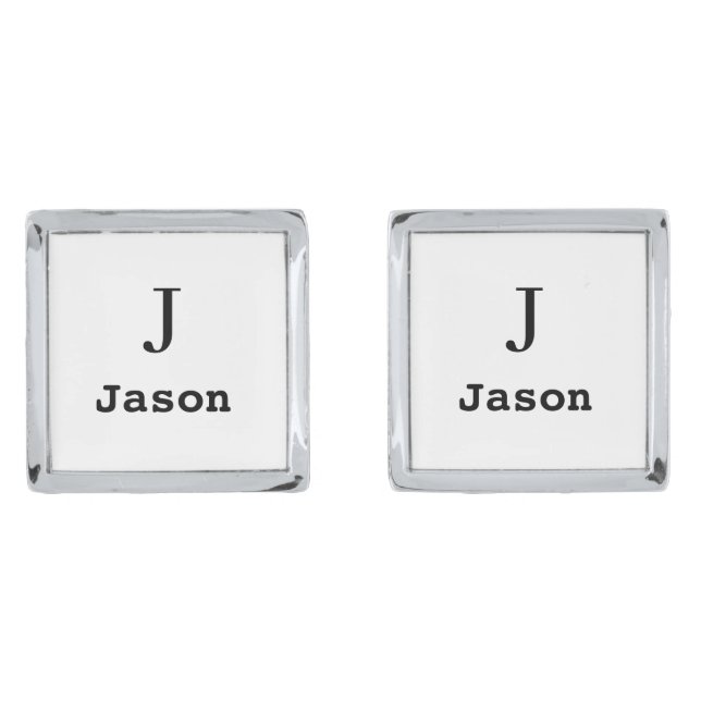 Elegant Monogram Initial Name Personalized White Cufflinks (Front)