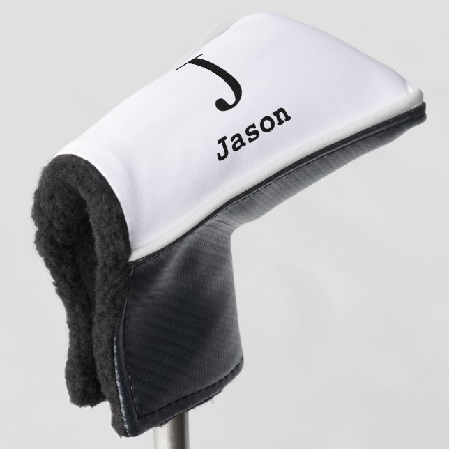 Elegant Monogram Initial Name Personalized White Golf Head Cover (3/4 Front)