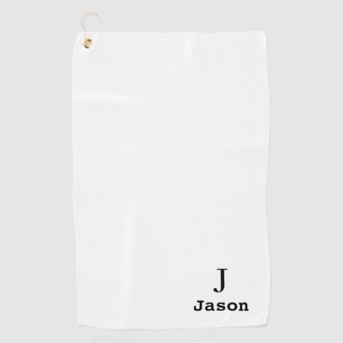 Elegant Monogram Initial Name Personalized White Golf Towel