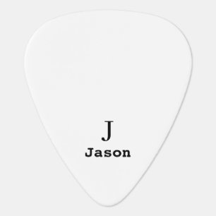 Elegant Monogram Initial Name Personalized White Guitar Pick