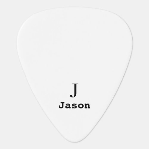 Elegant Monogram Initial Name Personalized White Guitar Pick