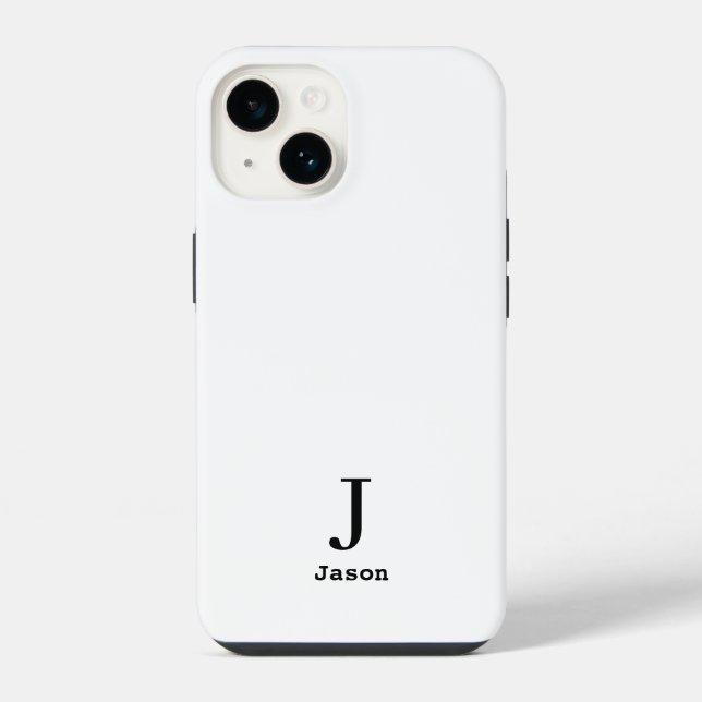 Elegant Monogram Initial Name Personalized White Iphone Case (Back)