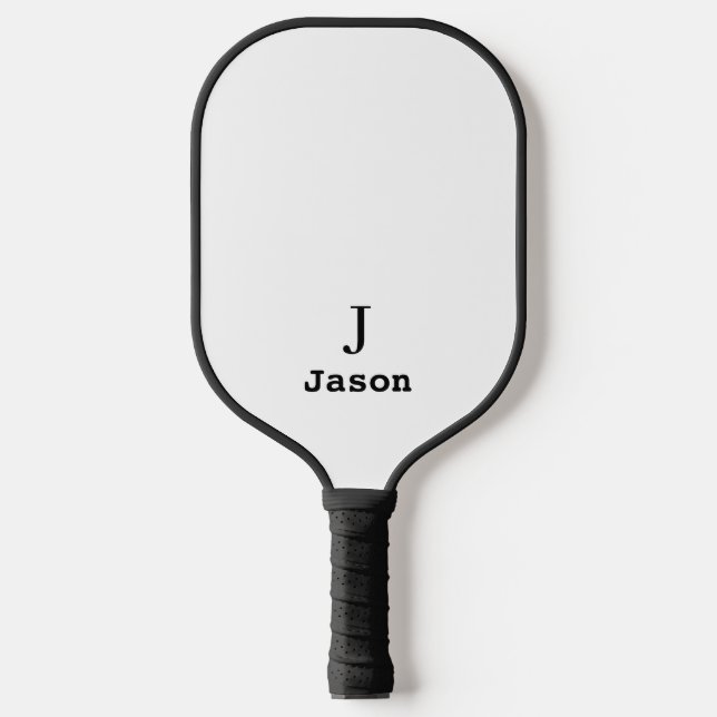 Elegant Monogram Initial Name Personalized White Pickleball Paddle (Front)