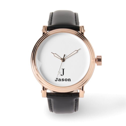Elegant Monogram Initial Name Personalized White Watch