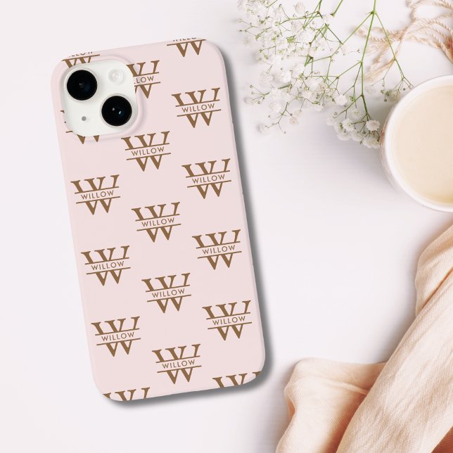 Elegant Monogram Initial Name Pink Personalized Case-Mate iPhone Case (Elegant Monogram Initial Name Pink Personalized Case-Mate iPhone Case)