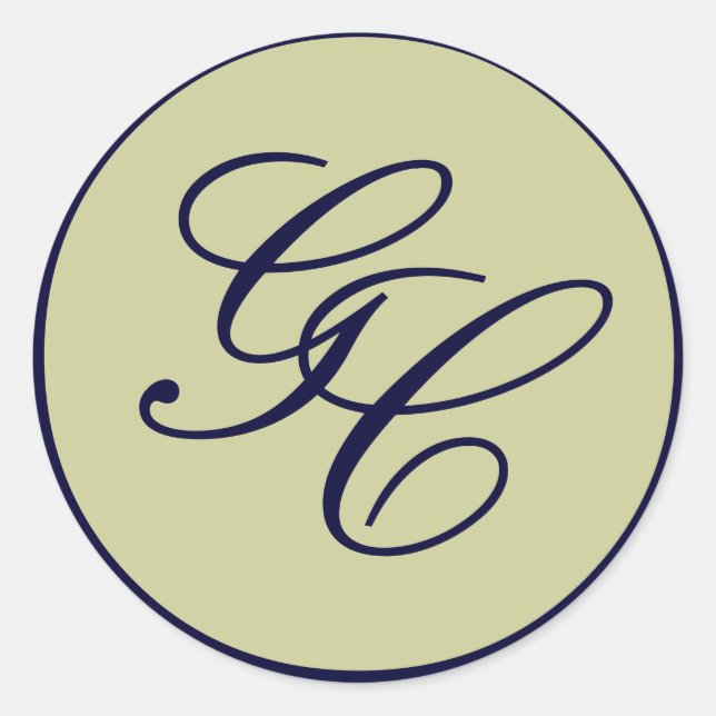 Elegant Monogram Initial Navy & Taupe Wedding Seal (Front)