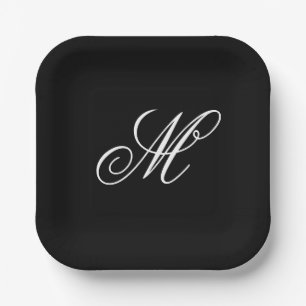 Elegant Monogram Initial Paper Plates