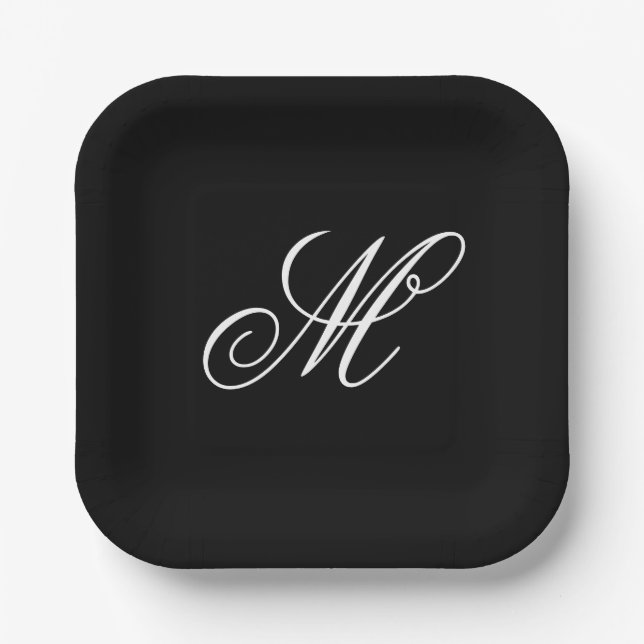 Elegant Monogram Initial  Paper Plates (Front)