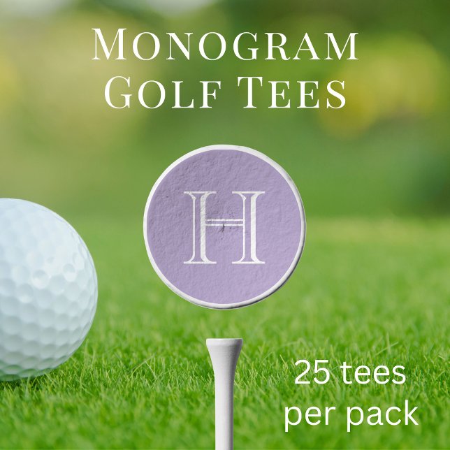 Elegant Monogram Initial Purple Golf Tees (Creator Uploaded)