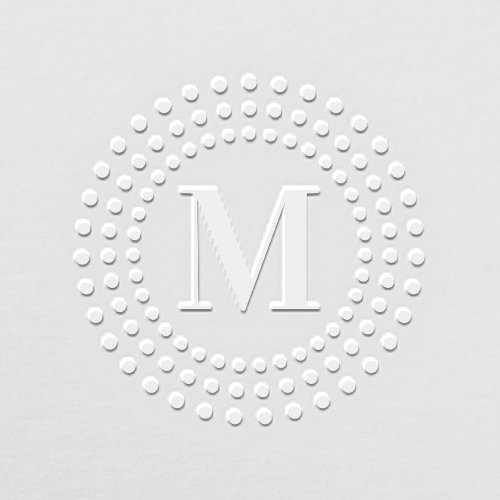 Elegant monogram initial radial sunburst dot retro embosser