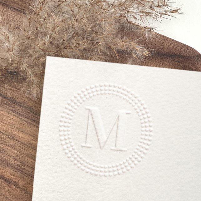 Elegant monogram initial radial sunburst dot retro embosser (Creator Uploaded)