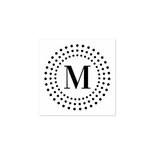 Elegant monogram initial radial sunburst dot retro rubber stamp