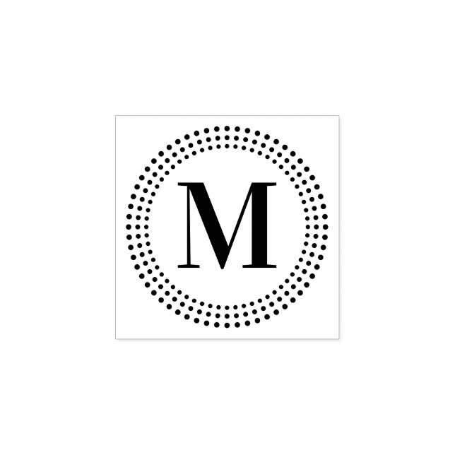 Elegant monogram initial radial sunburst dot retro rubber stamp (Imprint)
