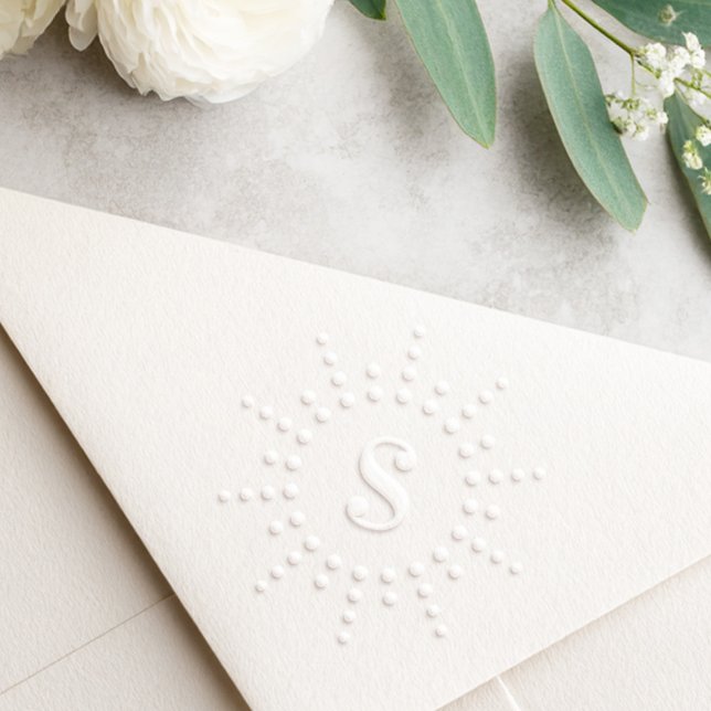 Elegant monogram initial radial sunburst dot sun embosser (Elegant monogram initial radial sunburst dot sun embosser)