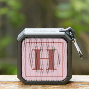 Elegant Monogram Initial Rose Pink Bluetooth Speaker