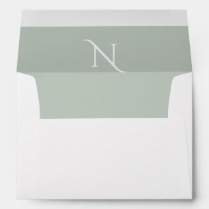 Elegant Monogram Initial Sage Wedding Invitation Envelope