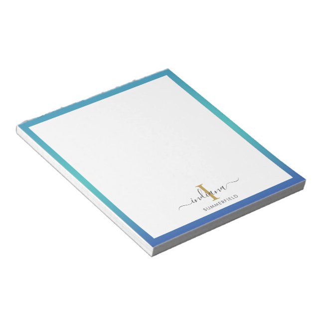 Elegant Monogram Initial Script Custom Notepad (Angled)