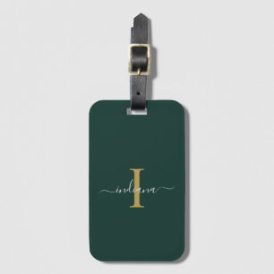 Elegant Monogram Initial Script Name Travel Luggage Tag