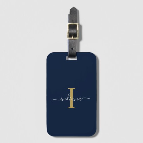 Elegant Monogram Initial Script Name Travel Luggage Tag