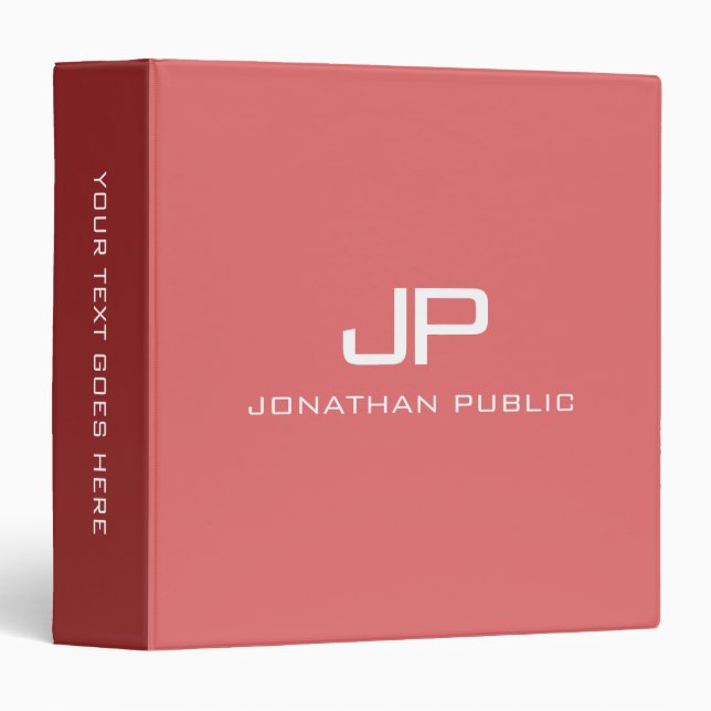 Elegant Monogram Initial Text Name Template Custom 3 Ring Binder (Front/Spine)