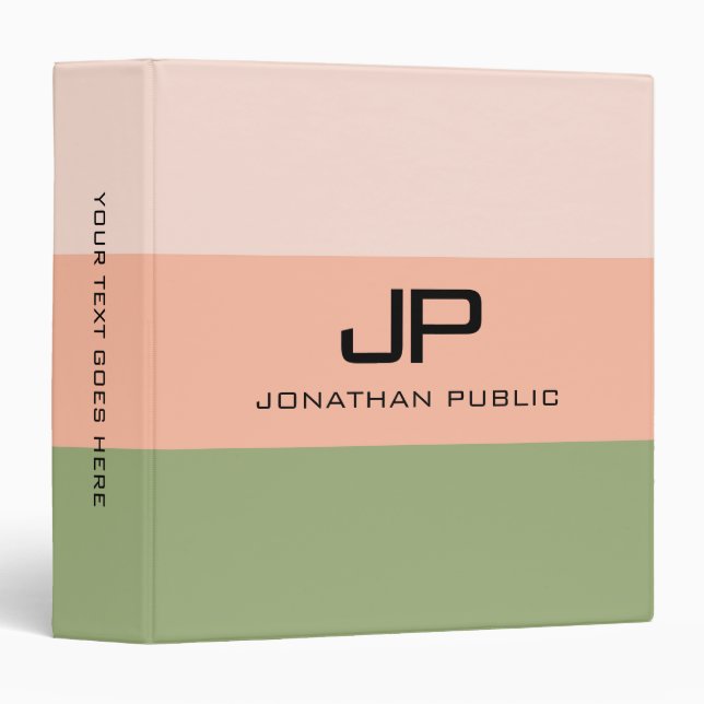 Elegant Monogram Initial Text Name Template Custom 3 Ring Binder (Front/Spine)