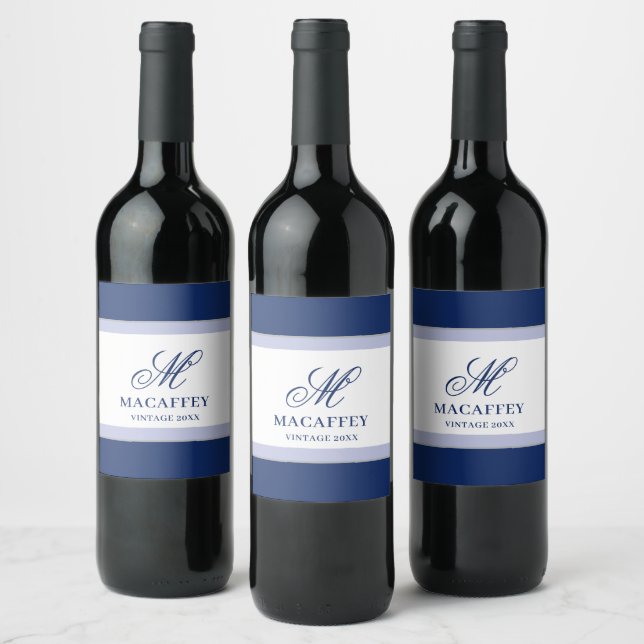 Elegant Monogram Initial  Wine Label (Bottles)