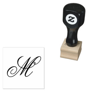 Elegant Monogram Initial Wood Art Rubber Stamp