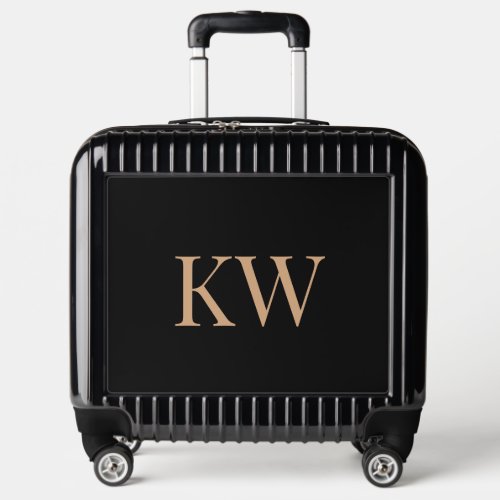 Elegant Monogram Initials Black Luggage