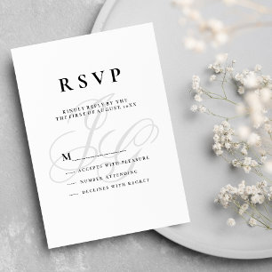 Elegant monogram initials black white RSVP Invitation