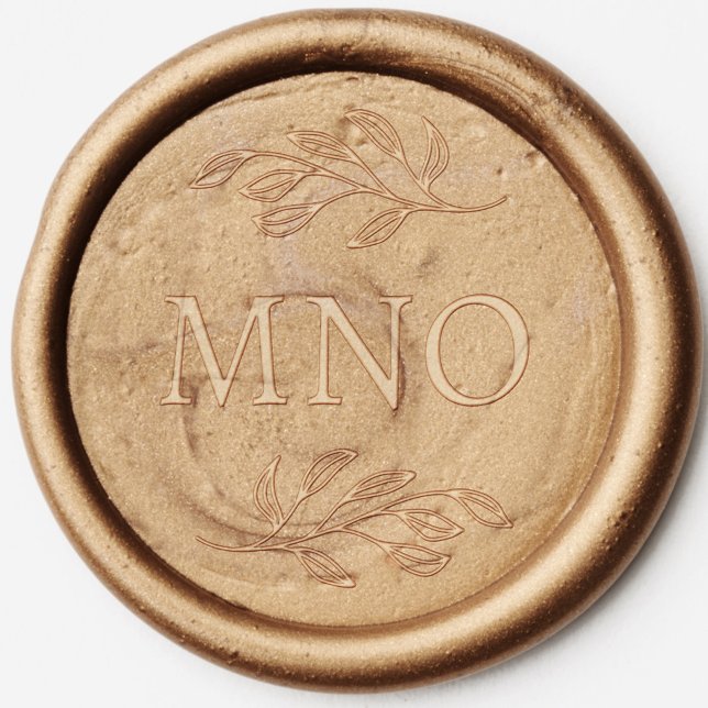 Elegant Monogram Initials Botanical Leaf Wax Seal Sticker (Monogram initials modern botanical leaf sprig custom wax envelope seal sticker)