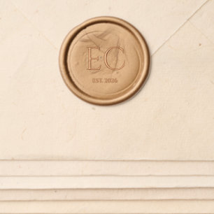 Elegant Monogram Initials Established Date Wax Seal Sticker