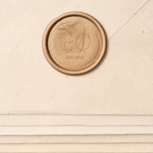 Elegant Monogram Initials Established Date Wax Seal Sticker