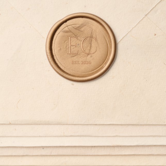 Elegant Monogram Initials Established Date Wax Seal Sticker (Front)