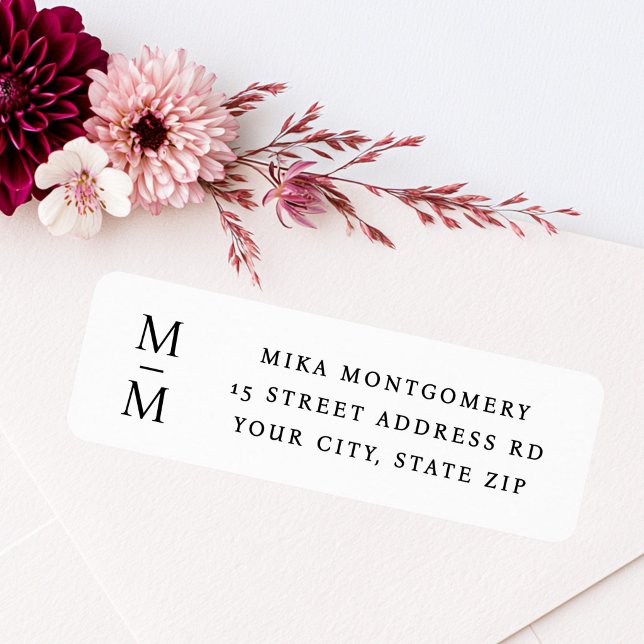 Elegant monogram initials minimal return address label (Elegant monogram initials minimal return address label)