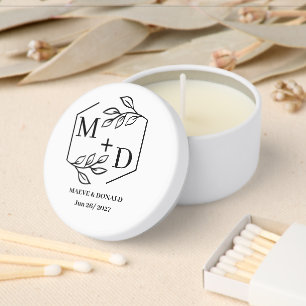 Elegant Monogram Initials Modern Wedding Mini Candle Favors