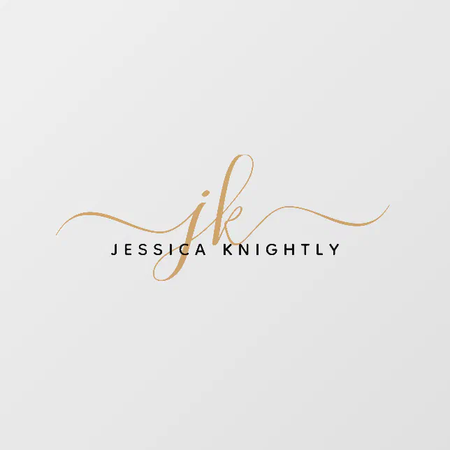 Elegant Monogram Initials Name Gold Black Script Wall Decal | Zazzle