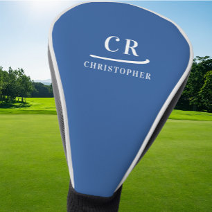 Elegant Monogram Initials Name Personalized Blue Golf Head Cover
