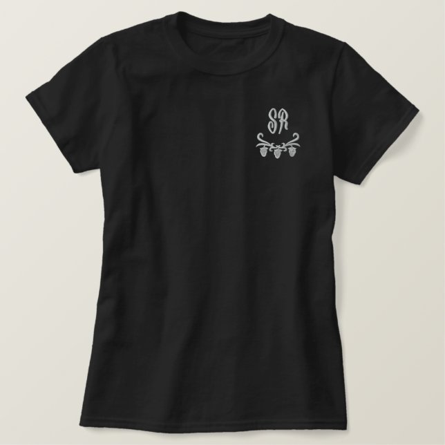 Elegant Monogram Initials Personalized Embroidered Shirt (Design Front)