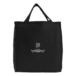 Elegant Monogram Initials Personalized Embroidered Tote Bag