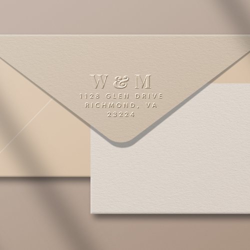 Elegant Monogram Initials Return Address Wedding Embosser