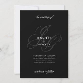 Elegant monogram initials romantic white wedding invitation | Zazzle